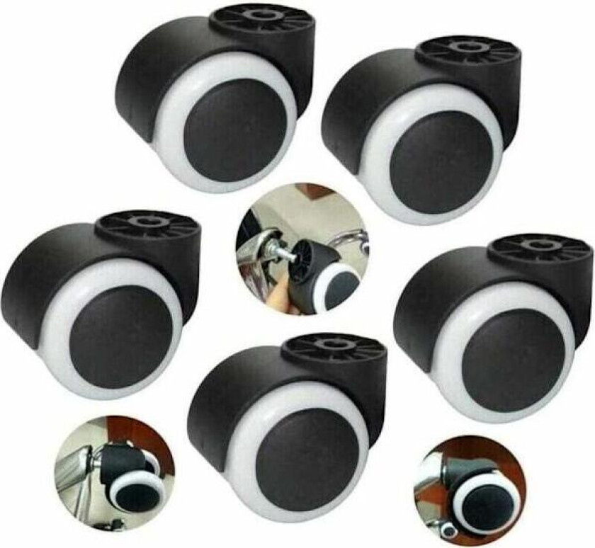 Bilde av 5 stk. stamfrie hjul, 50 mm gummihjul for kontorstol, erstatningshjul for dreiestol, møbelhjul, for kontorstol