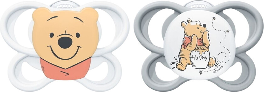 Smokker - 2-pack - Perfekt match Air - Ole Brumm - Hvit/Grå - - 0-6 md - Smokk