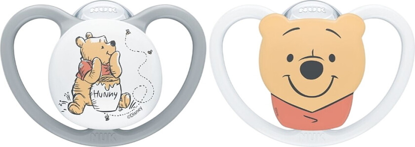 Smokker - 2-pack - Perfekt match Air - Ole Brumm - Hvit/Grå - - 6-18 md - Smokk