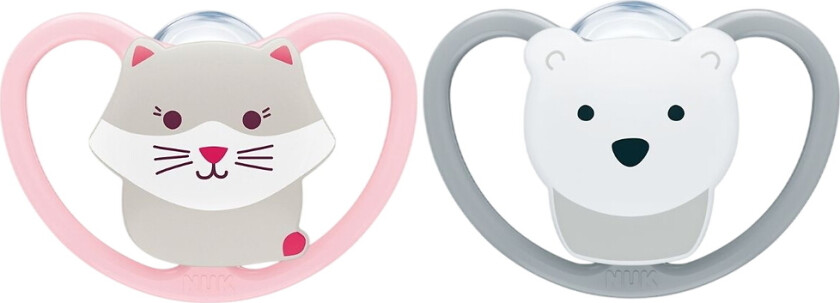 Smokker - 2-pack - Perfekt match Air - CAT/Isbjørn - Rosa/Gr - - 18-36 md - Smokk