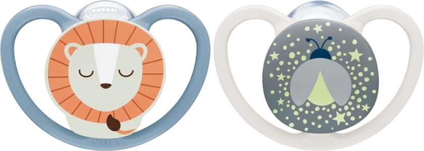 Smokker - 2-pack - Perfekt match Air Natt - Løve - Blå/Hvit - - 0-6 md - Smokk