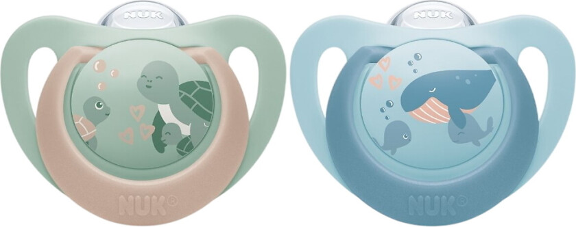 Smokker - 2-pack - First Choice - Turtle/Whale - Grønn/Blå - - 6-18 md - Smokk