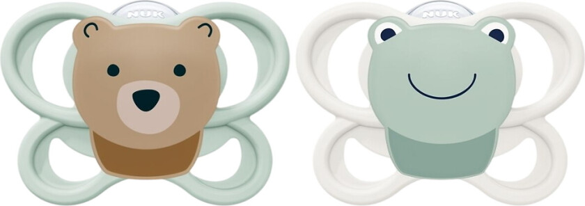 Smokker - 2-pack - Perfekt match Air - Bear/Frosk - Grønn/Hv - - 0-6 md - Smokk