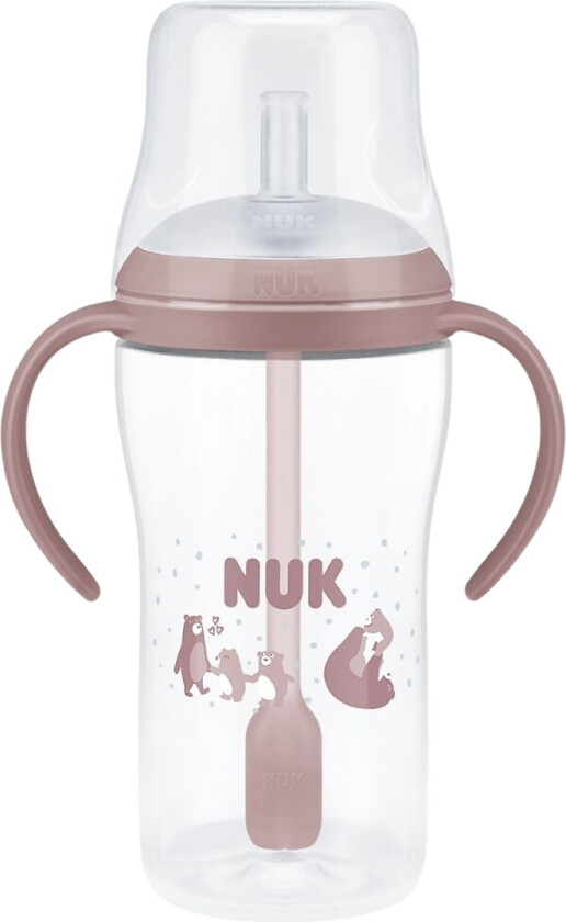 Drikkeflaske m. Sugerør - 260 ml - Bear - Rosa - - OneSize - Drikkeflaske