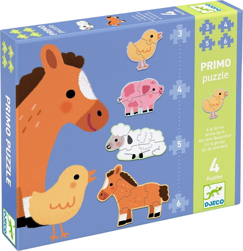 Puslespill - 3,4, 5 og 6 Brikker - Gårdsdyr - - OneSize - Puslespill