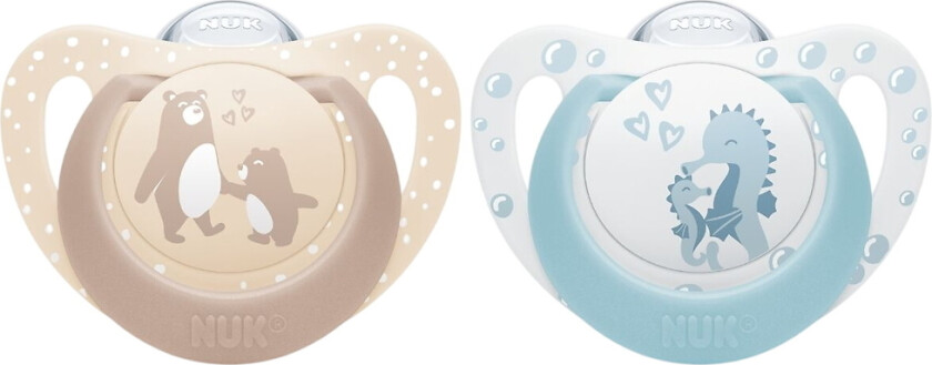 Smokker - 2-pack - First Choice - Bear/Seahorse - Beige/Blå - - 0-6 md - Smokk