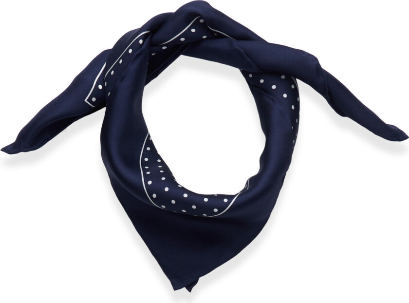 Polka-Dot Crest Silk Square Scarf - Navy - ONE SIZE