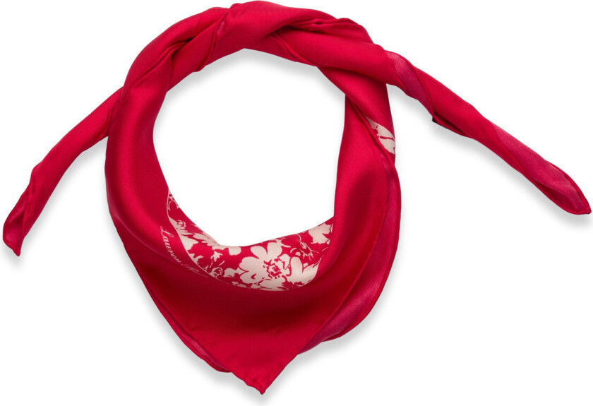 Floral Silk Square Scarf - Red - ONE SIZE