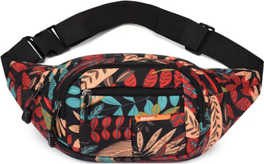 Magemaske Midjeveske Fanny Pack Bumbags for Damer Kvinner Unisex Rød Midjeveske med 4 Glidelåslommer Justerbart Belte Vanntett Bumbag