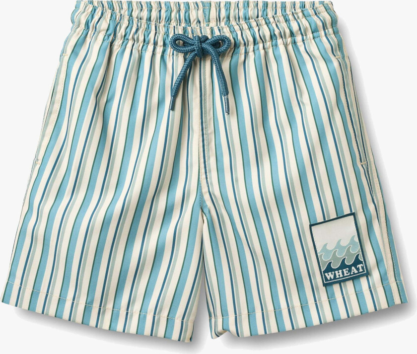 Hansi Badge Badeshorts, Aqua Stripe, 98 - Badetøy - Polyester