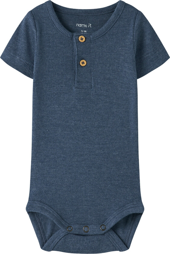 Body k/e - Rib - Noos - NbmKab - Vintage Indigo/Melange - - 1½ år (86) - Kortermet body