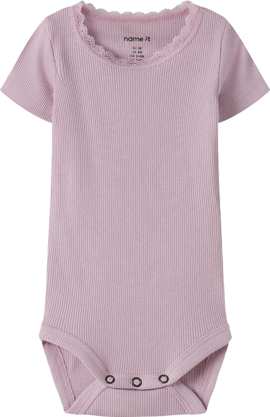 Body k/e - Rib - Noos - NbfKab - Duftende Lilac - - 68 - Kortermet body