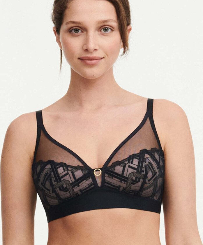 Graphic BH uten bøyle, svart, Størrelse: 75E, Kvinner
