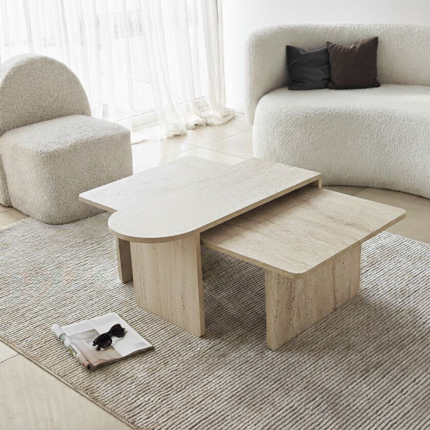 Paris - Bronse, travertin sofabordsett