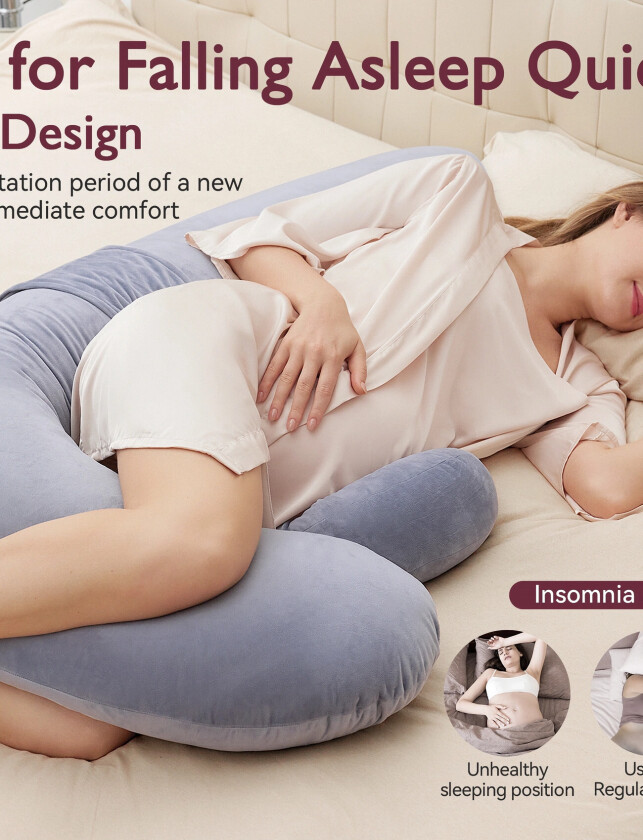 F Shaped Air Layer Pregnancy Pillow Grey - Grey - ONE SIZE