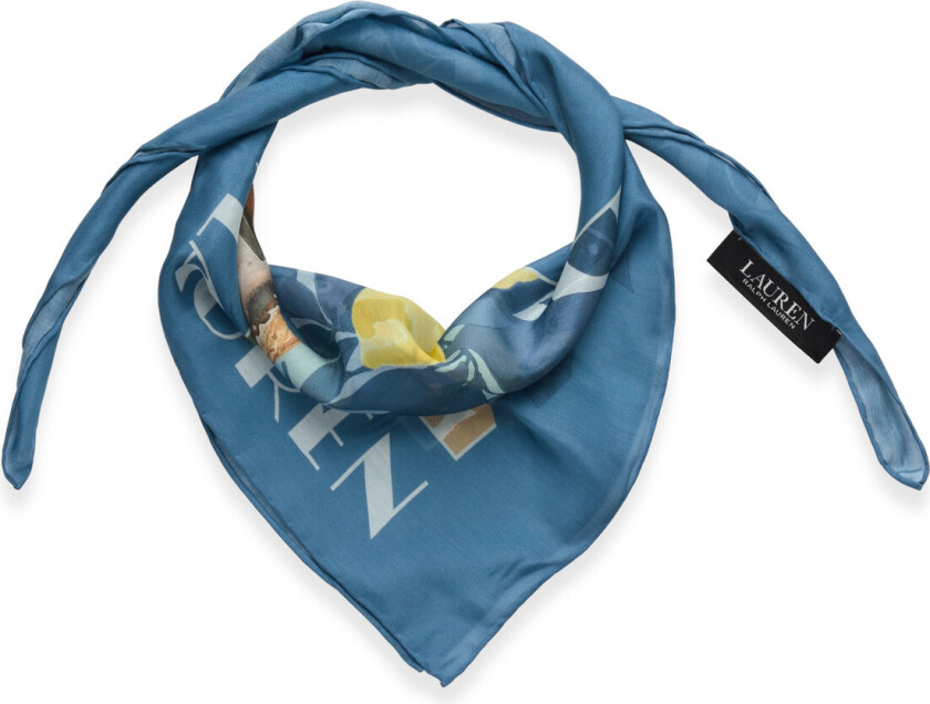 Landscape-Print Cotton-Silk Square Scarf - Blue - ONE SIZE