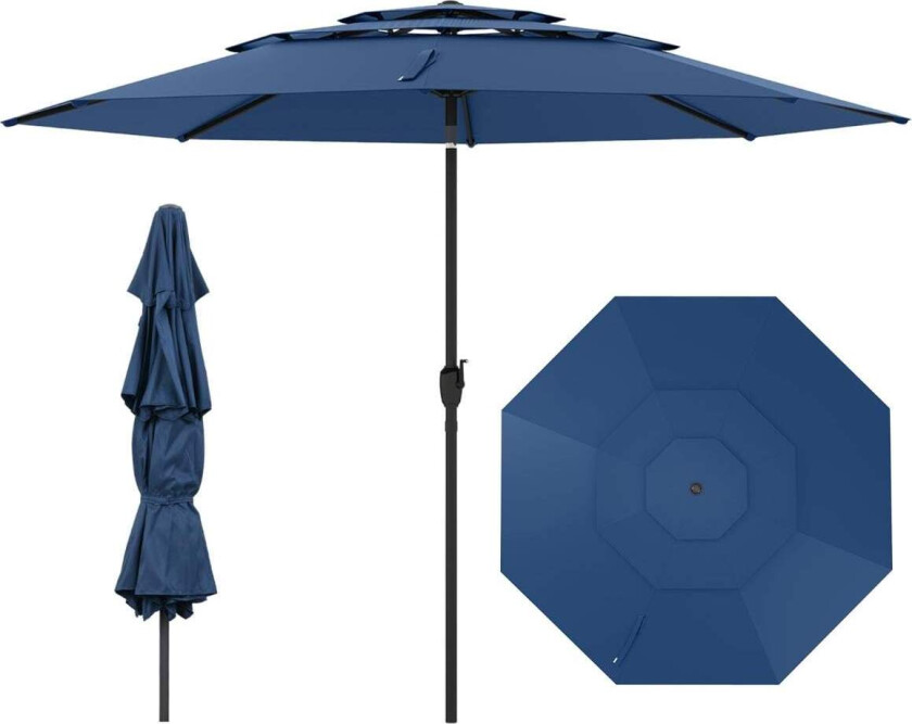 Vindbestandig parasoll, 300 cm, marineblå