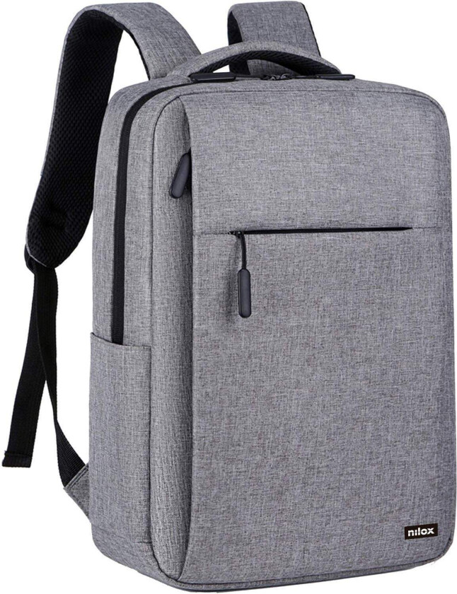 Laptop-ryggsekk 15,6" grå, vannavstøtende, polyester
