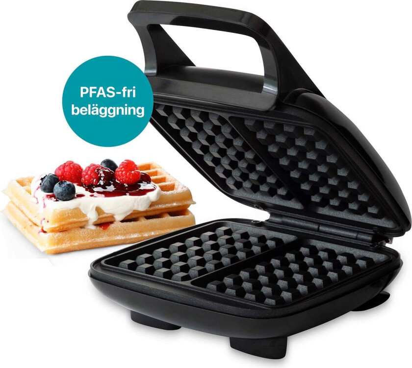 Belgisk vaffeljern – dobbel, 1000 W, non-stick, svart