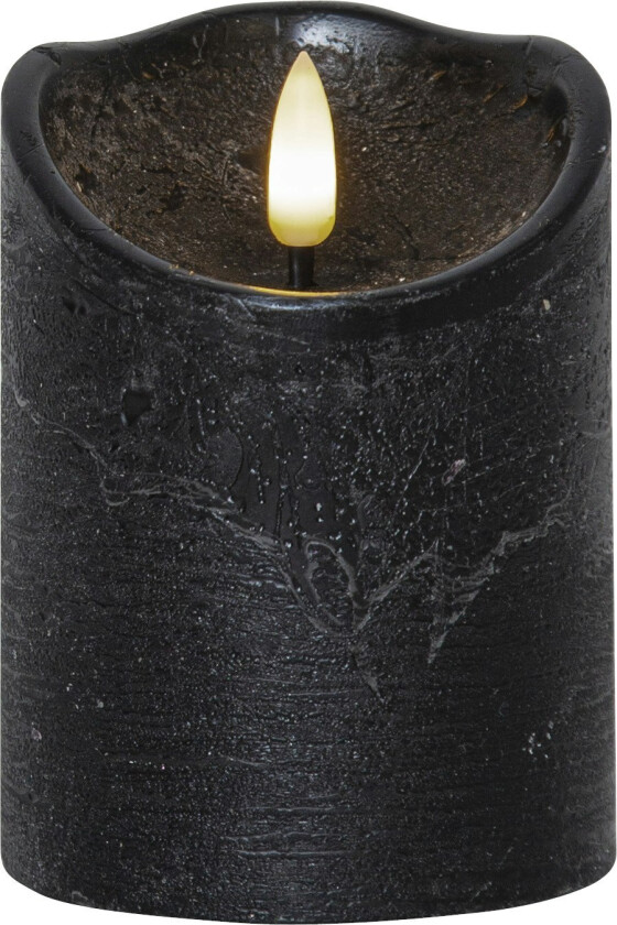 Flamme Rustic Led Kubbelys Svart 10 Cm - LED-lys Voks Sort - 061-16