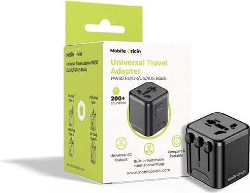 Universal Travel Adapter PW30 EU/UK/US/AUS Black