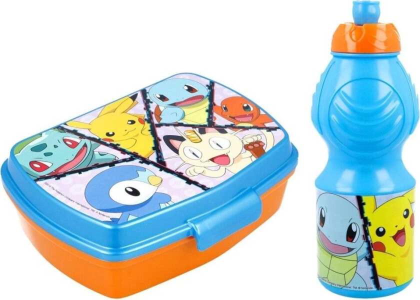 2-pakning Pokémon Pikachu & Co. Matboks & Pop-up vannflaske