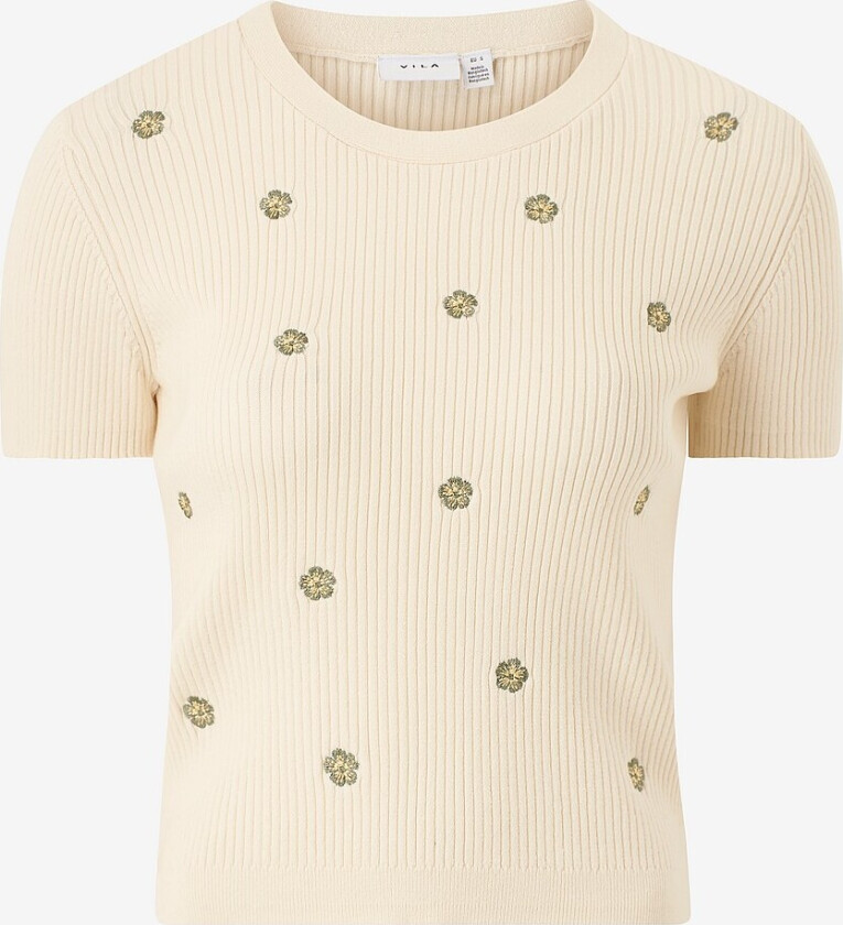 Topp viAstori S/S Knit Top - Hvit