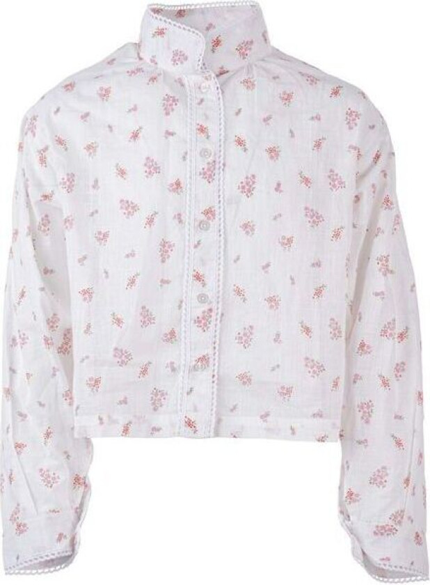 Elly bluse til bunad/festdrakt jente, Rosa blomst