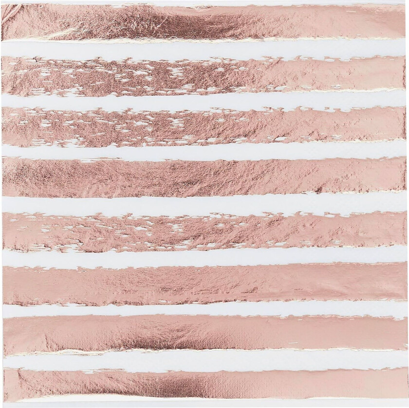 Servietter Stripete Roséull Metallic - 20-pakning