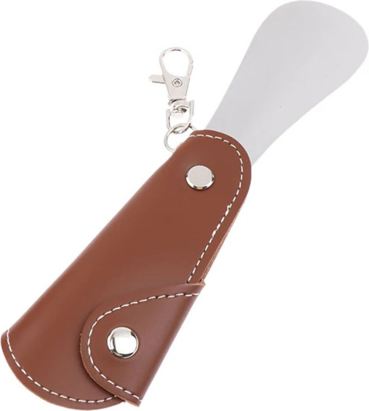 Ergonomisk skohorn med nøkkelring - Enkel å ta på sko Brown