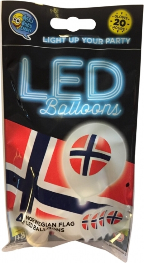 Ballonger, LED, Norsk flagg, pk/4