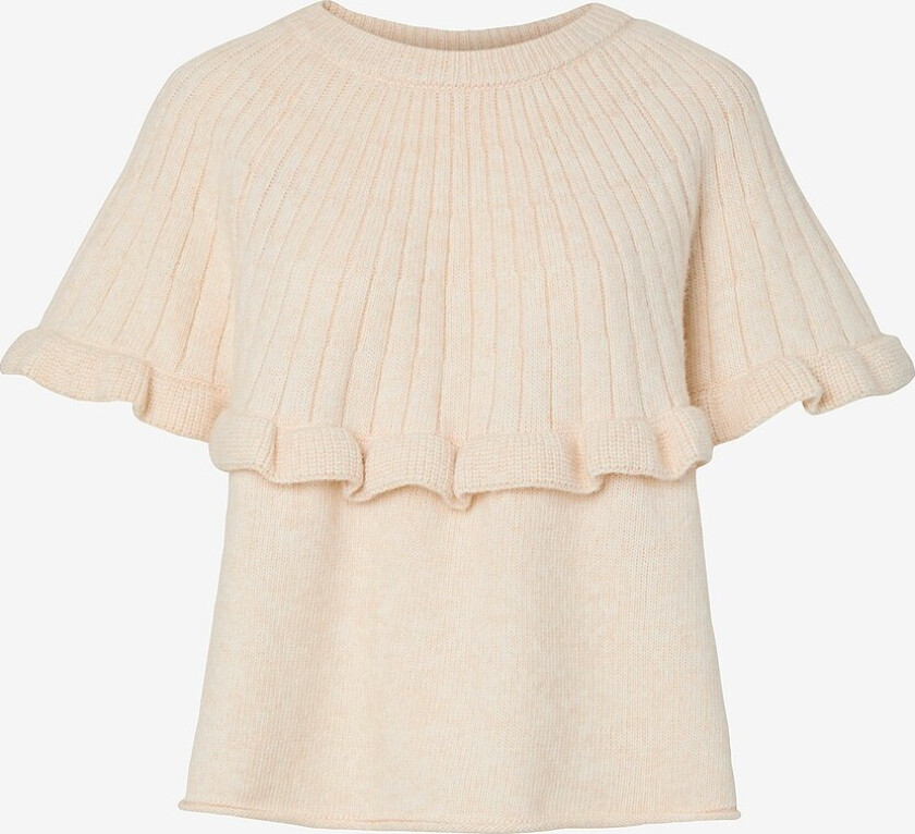 Genser pcBei SS O-neck Frill Knit - Hvit