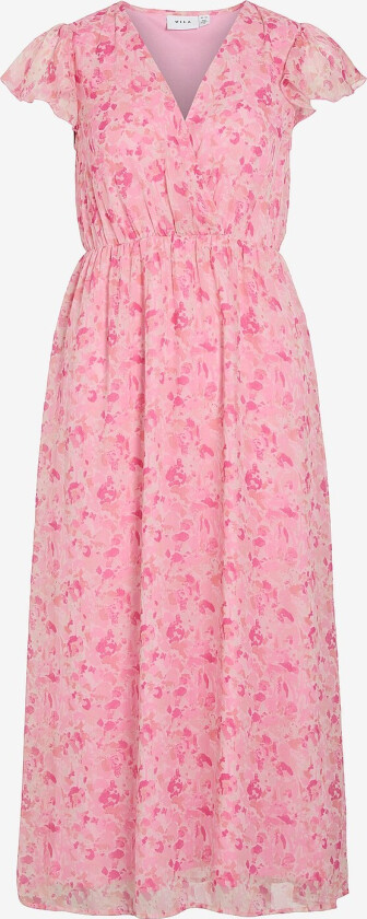 Kjole viEmma S/S V-neck Midi Dress - Rosa