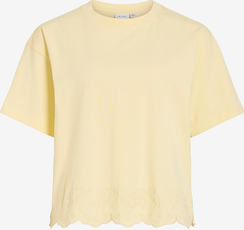Topp viNorani Emb O-neck S/S T-shirt - Gul