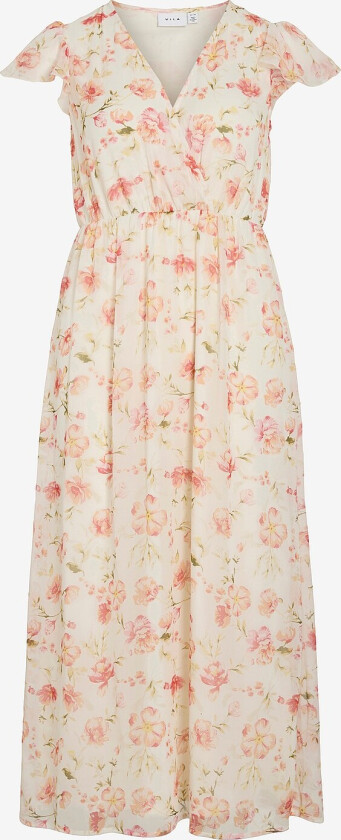 Kjole viEmma S/S V-neck Midi Dress - Hvit