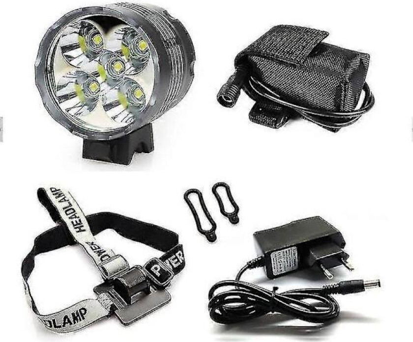 Sykkellykter, 6000 lumen 5 LED sykkellykt, vanntett frontlykt for terrengsykkel med oppladbart batteri