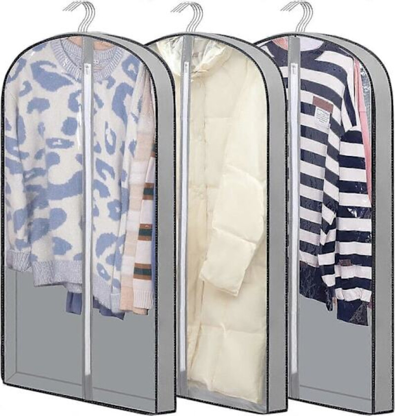 Dekkposer for dresser for hengende klær 100 cm, Dekk Fuktsikker Dress Oppbevaringspose Klær, Plastbeskyttelse for Jakke, Frakk, Genser, Skjorter 3 pakker