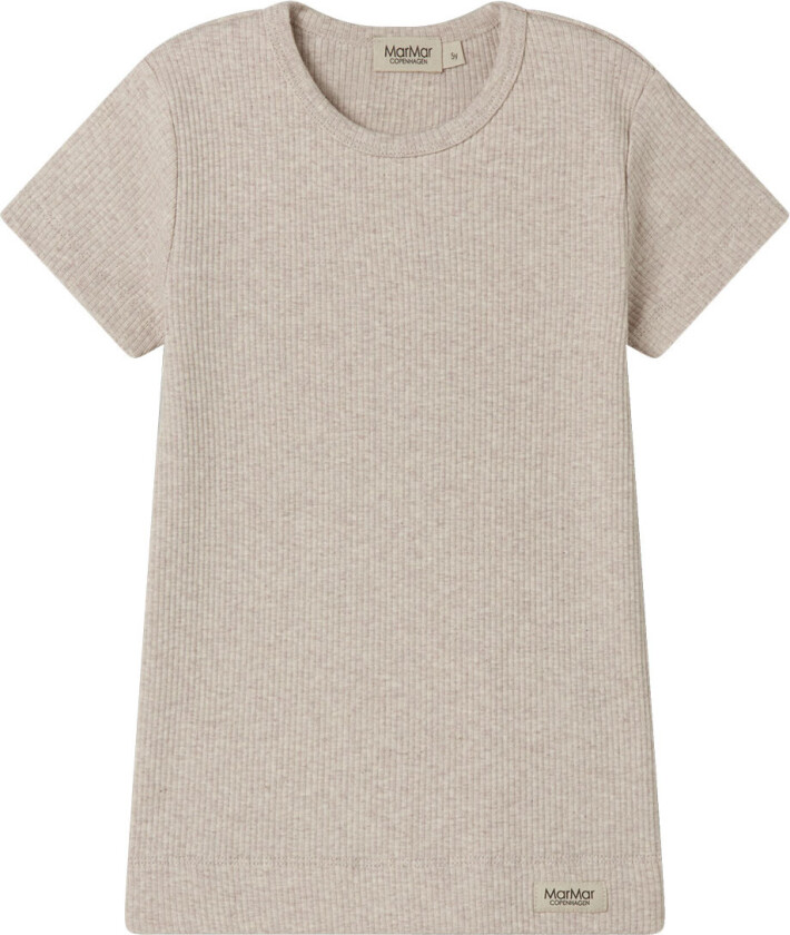 T-skjorte - Rib - Bomull/Modal - Light Beige Melange - - 1½ år (86) - T-skjorte