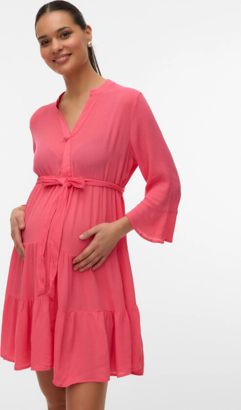 Vmmmenny Ls V-Neck Short Dress Wvn Ga - Coral - XS