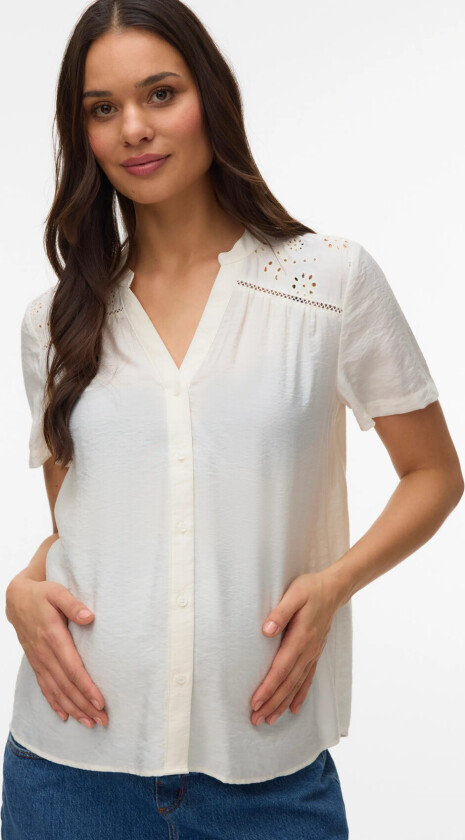 Vmmjosie Ss Emb Top Wvn - Cream - XXL