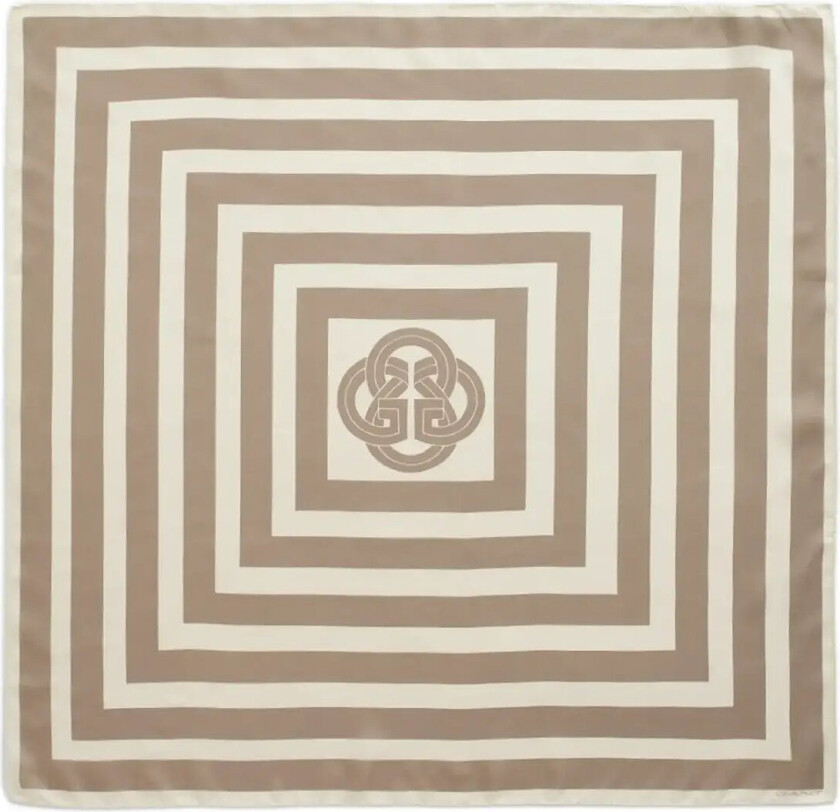 Stripe Print Silk Scarf - Beige - ONE SIZE