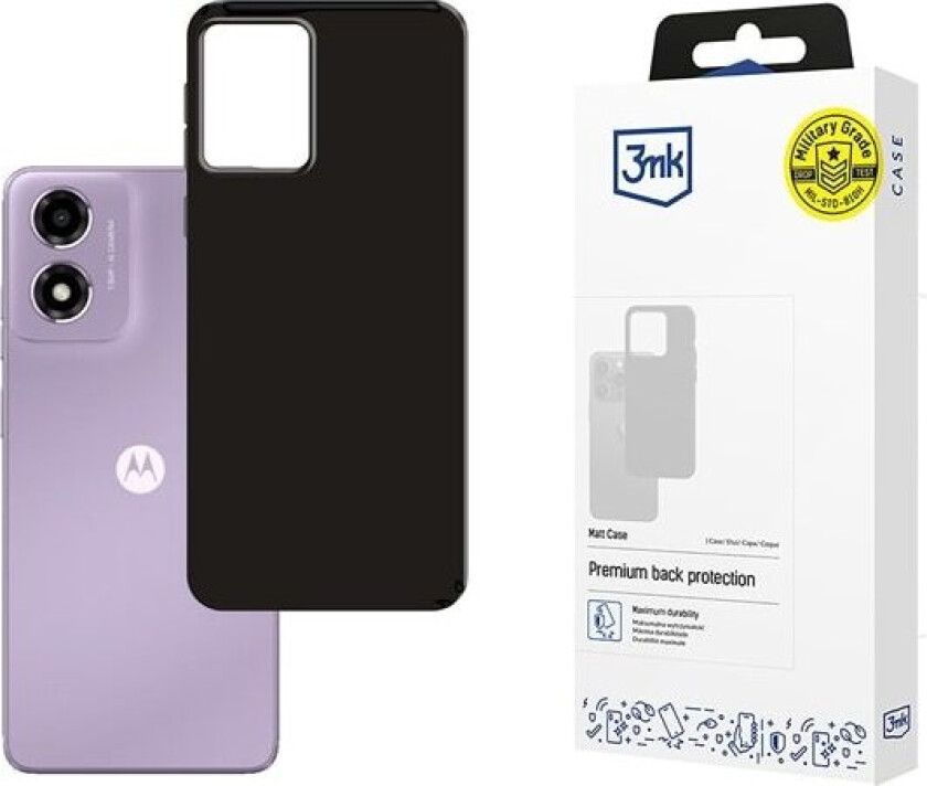 3mk Matt etui for Motorola Moto E14 / G04 / G04S - Svart