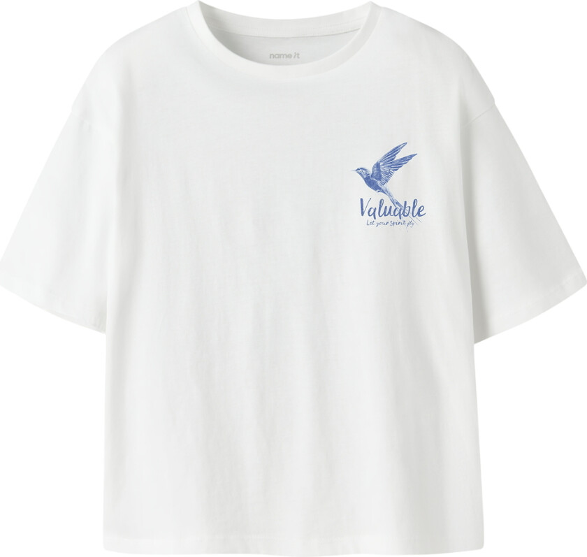 T-skjorte - NkfFrancine - Bright White - - 7-8 år (122-128) - T-skjorte