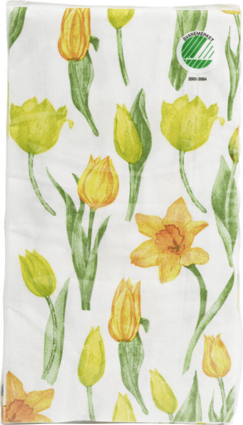 Serviett Påske Trelags rektangulær serviett med design, 33x40cm, 15 stk. Svanemerket. Produktet er laget av FSC®-sertifisert materiale og andre kontrollerte kilder.