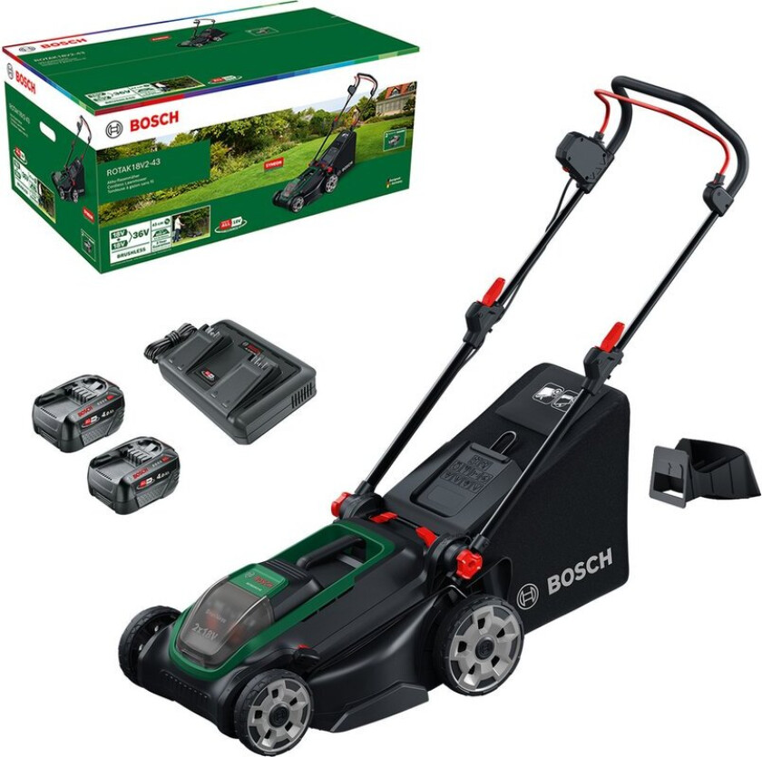 BOSCH GRESSKLIPPER ROTAK 18V2-43 2X4AH