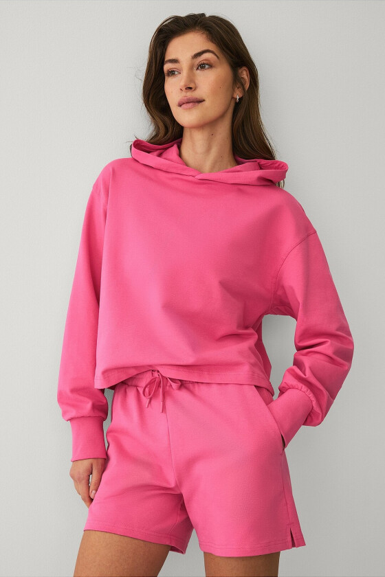 Treningshettegenser Oversized Cropped Sweat Hoodie - Rosa