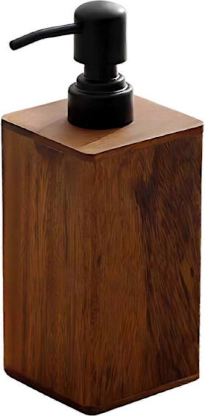 Bilde av Såpedispenser i valnøttre 400 ml firkantet lotionflaske for baderom kjøkken flytende pumpe