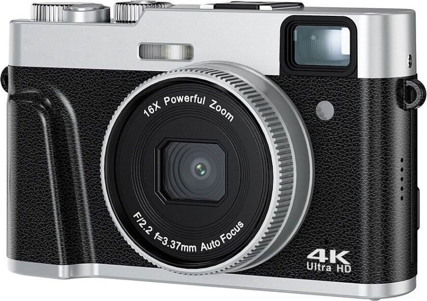 INF Digitalkamera 4K/48MP/16X Zoom/Autofokus/Søker/Anti-Shake Sort