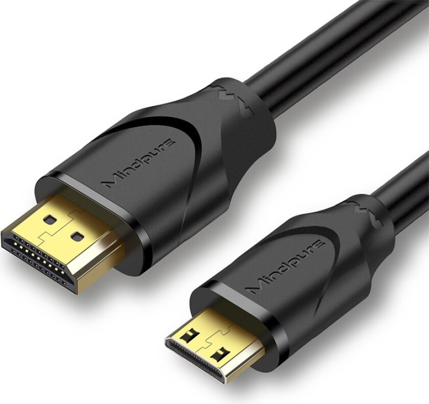 Mini HDMI til HDMI-kabel 4K 60Hz - Koble kamera, datamaskin, skjerm og mer 1 m