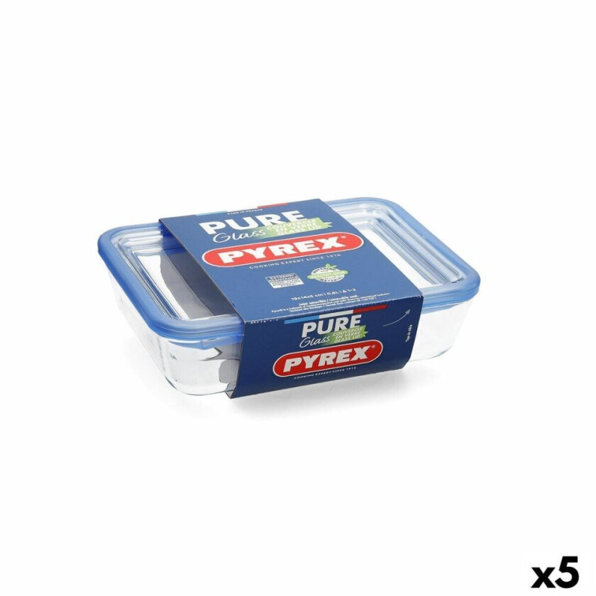 Hermetisk matboks Pyrex Pure Glass Transparent Glass (1,5 L) (5 kvantitet)